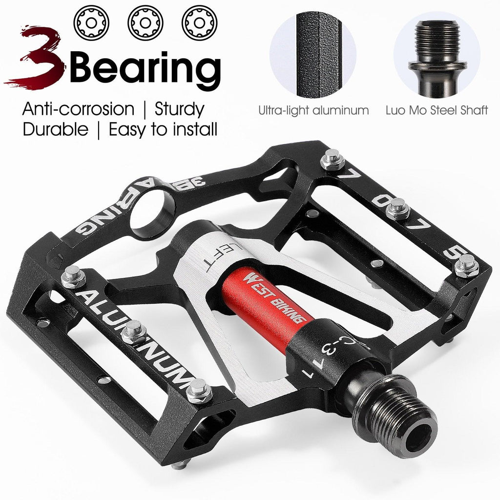 Stevvex ultralight 3-bearing wide platform bicycle pedals for mountain and road bikes