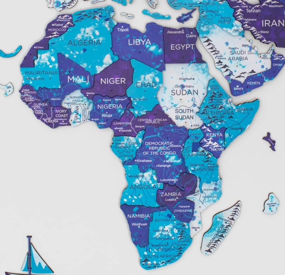 3D Wooden World Map Ocean Edition - Wall Art Decor