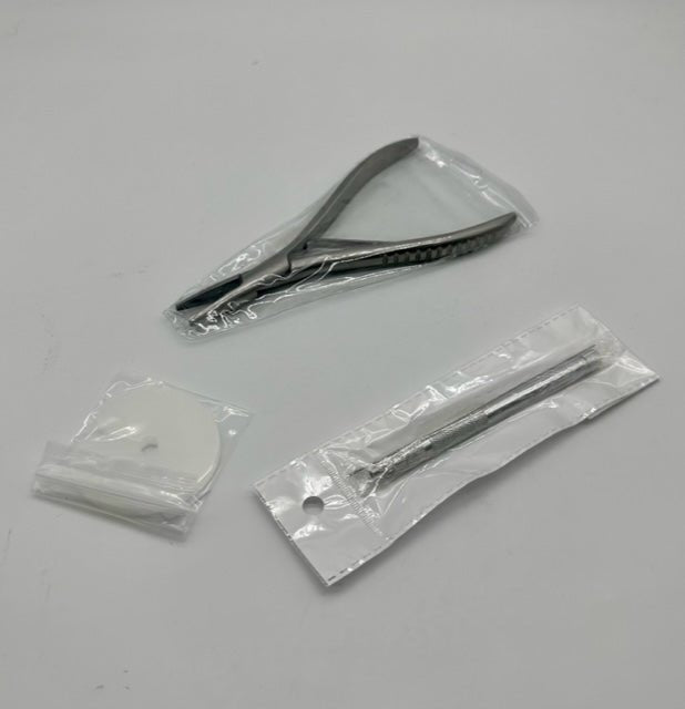3-in-1 hair extension kit in silver and white, featuring professional styling tools.
