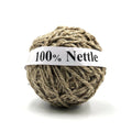 Close up of undyed 3-ply Nettle yarn showing natural texture and fibers