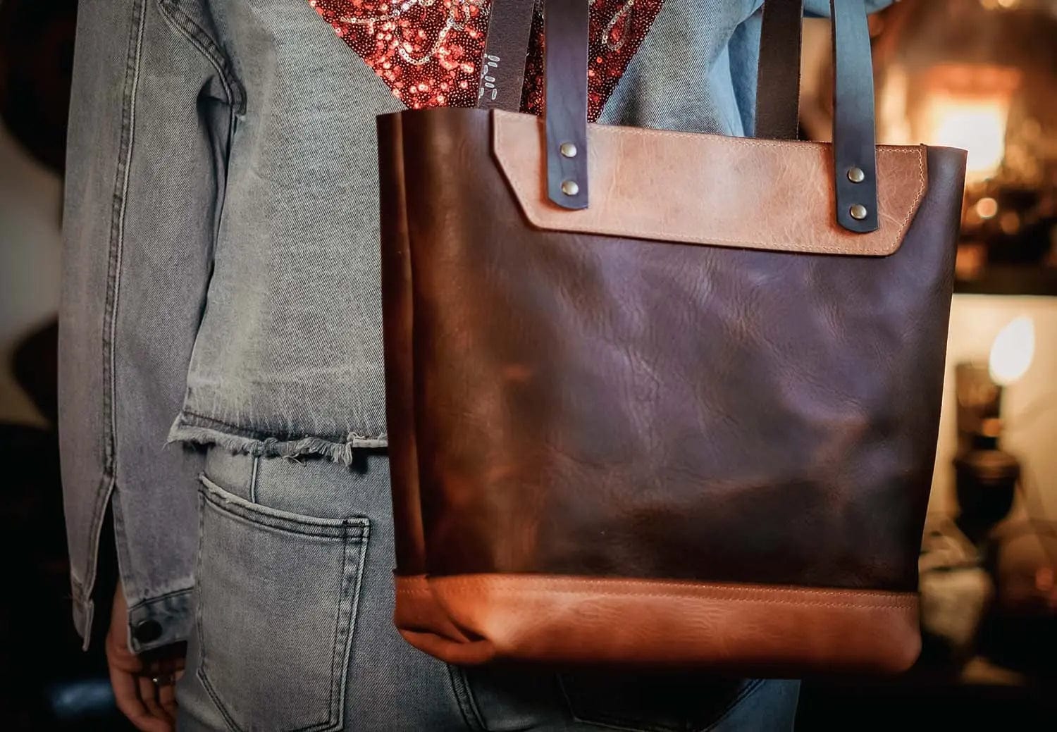 The Naomi Leather Tote Bag - Walnut