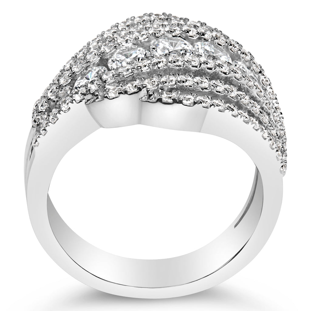.925 Sterling Silver 2.00 Cttw Lab Grown Diamond Cluster Band Ring