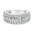 .925 Sterling Silver 2.0 Cttw Lab Grown Diamond 3 Row Band Ring (F-G Color, VS1-VS2 Clarity) - Ring Size 7
