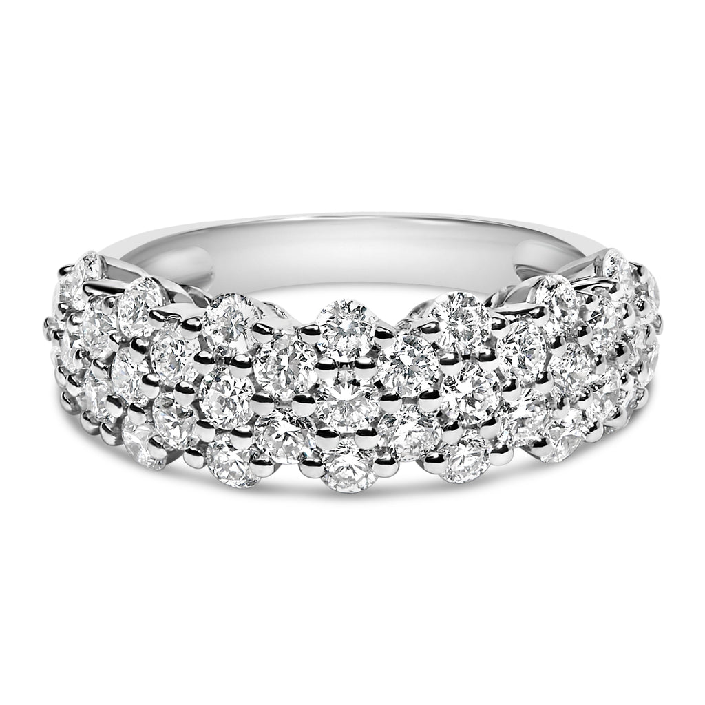 .925 Sterling Silver 2.0 cttw Lab Grown Diamond Scattered Band Ring (F-G Color, VS1-VS2 Clarity) - Ring Size 7