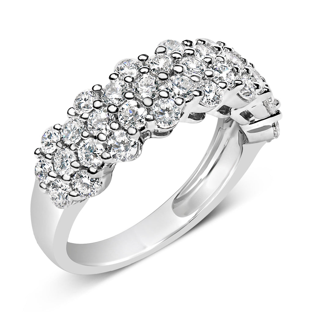 .925 Sterling Silver 2.0 cttw Lab Grown Diamond Scattered Band Ring (F-G Color, VS1-VS2 Clarity) - Ring Size 7