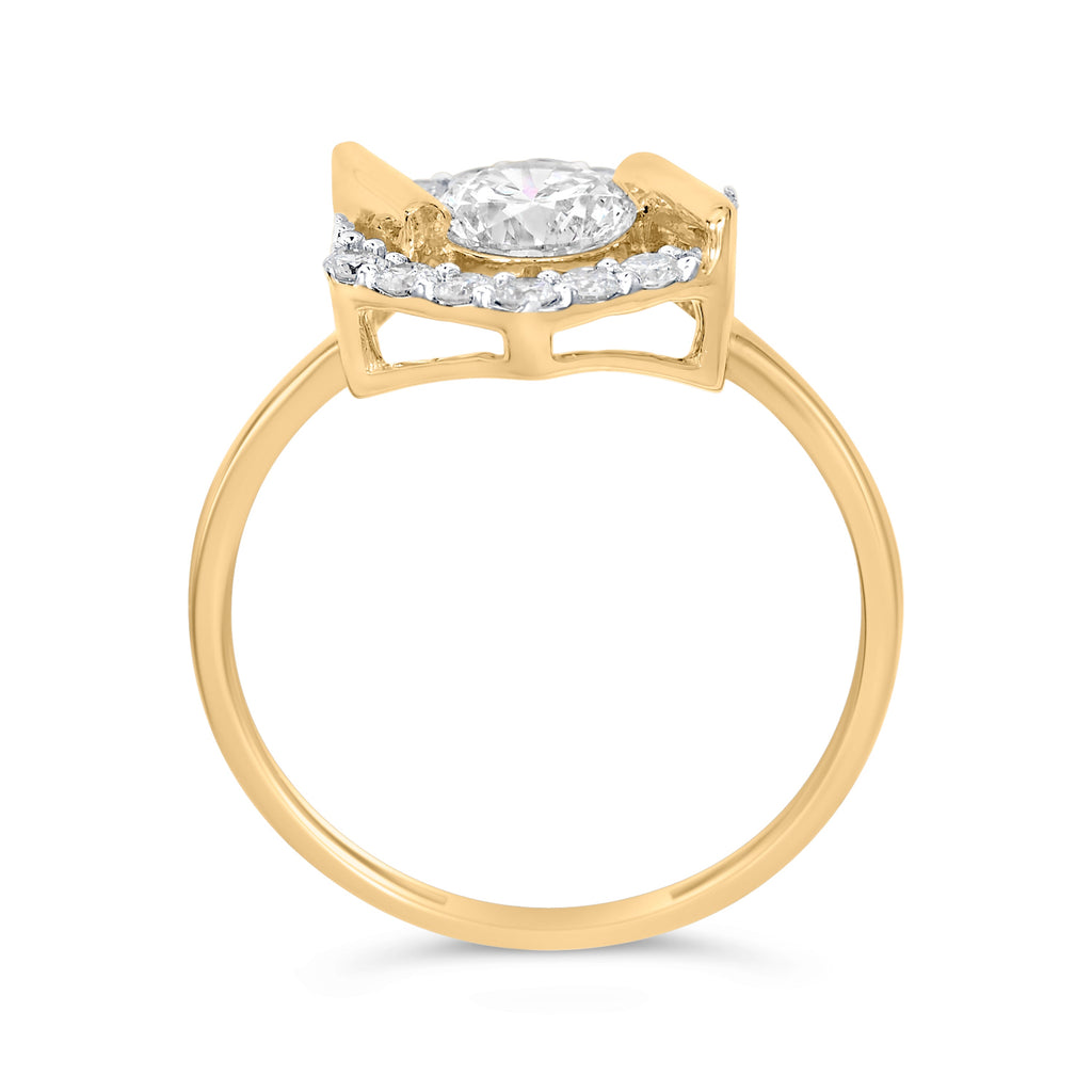 10K Yellow Gold Plated Silver 1.0 Cttw Lab Grown Diamond Hexagon Halo Ring