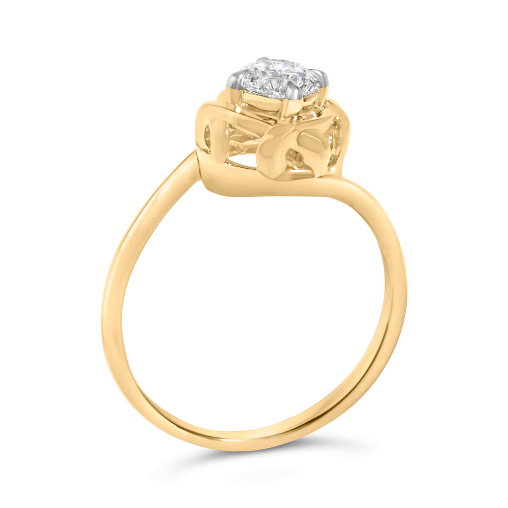 10K Yellow Gold Plated Sterling Silver 1/2 Cttw Lab Grown Diamond Woven Solitaire Ring