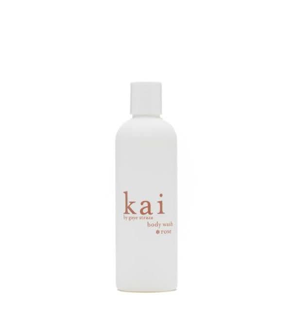Bottle of Kai Rose Body Wash 8 oz with clear floral branding