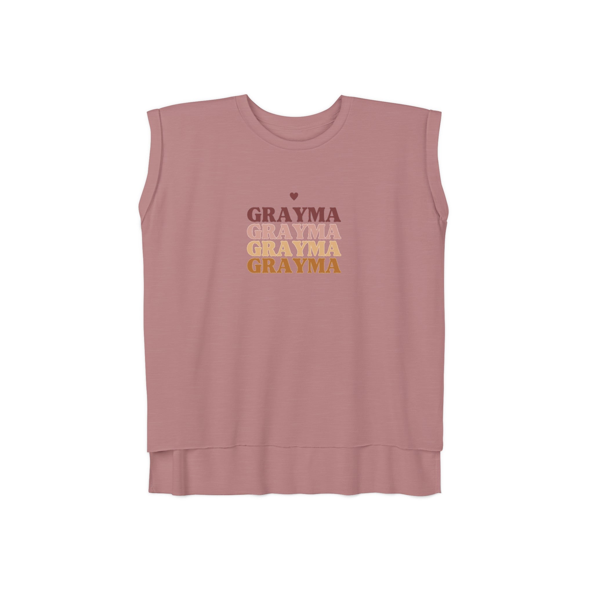 Women’s Flowy Muscle Tee with Rolled Cuffs and Hi-Low Hem