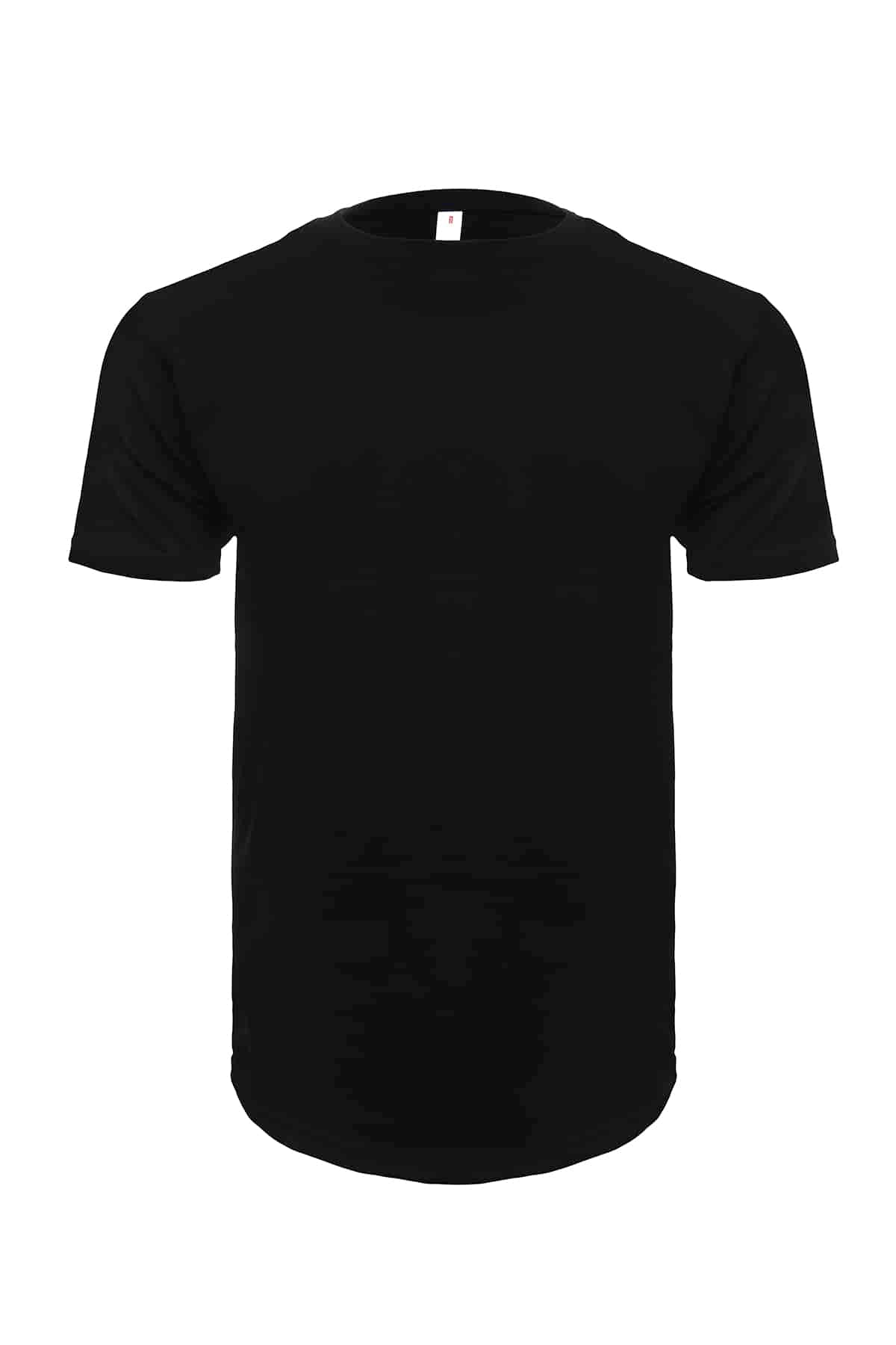 Long-Line Scalloped Curved Hem T-Shirt in Heather Grey - Image 4