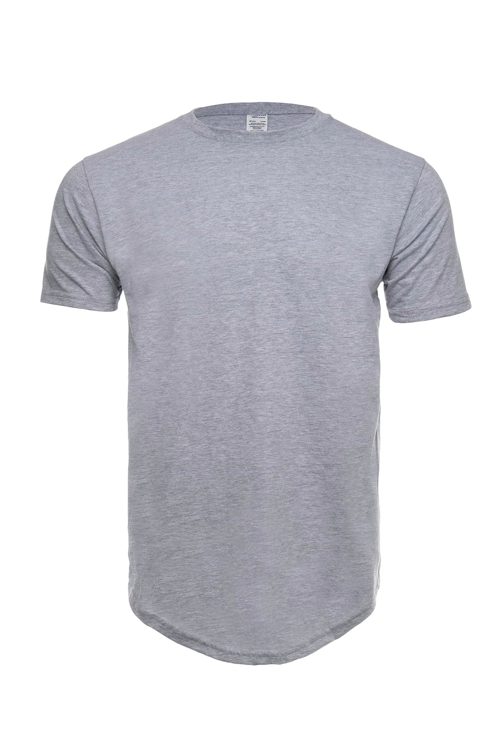 Long-Line Scalloped Curved Hem T-Shirt in Heather Grey - Image 2