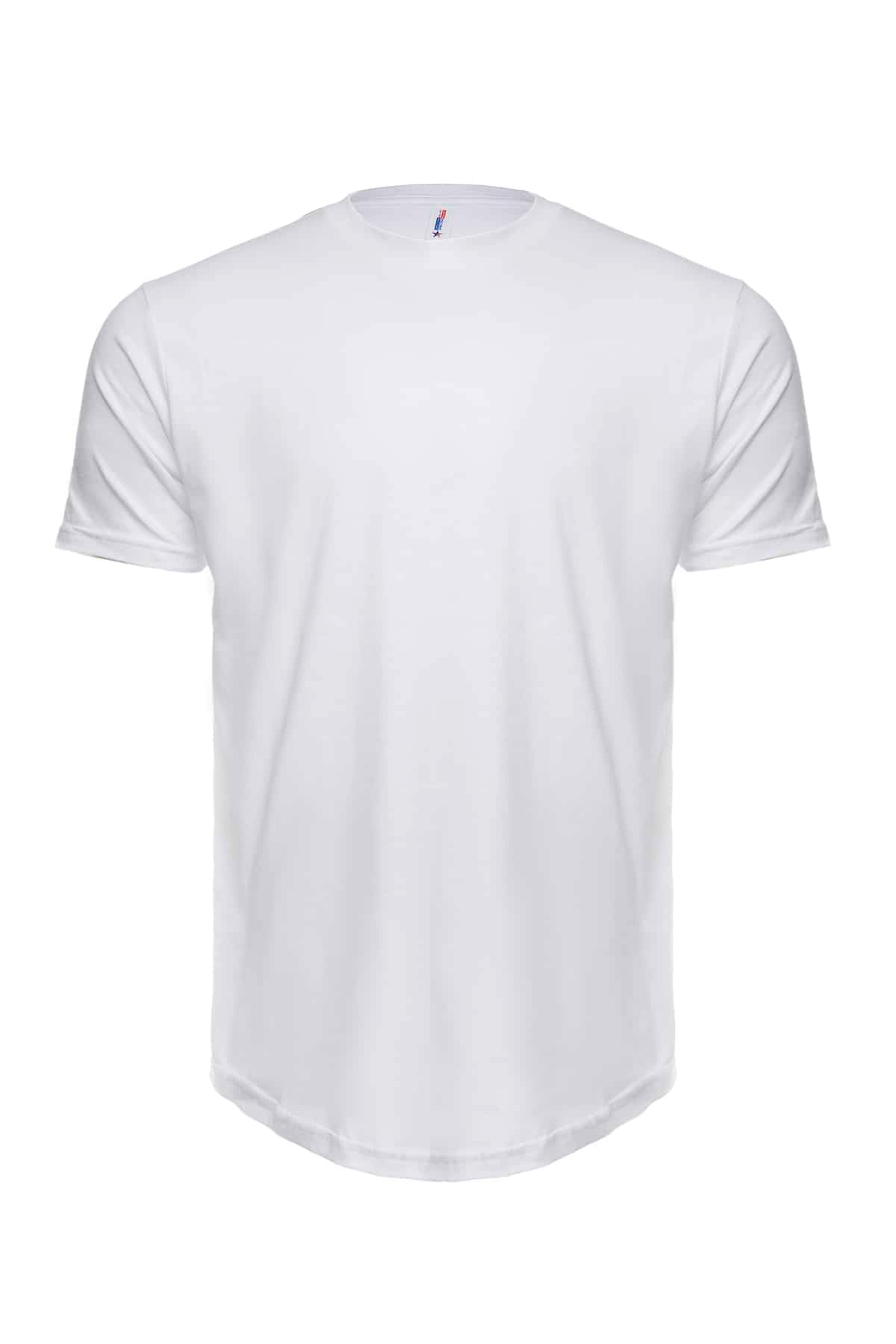 Long-Line Scalloped Curved Hem T-Shirt in Heather Grey - Image 5