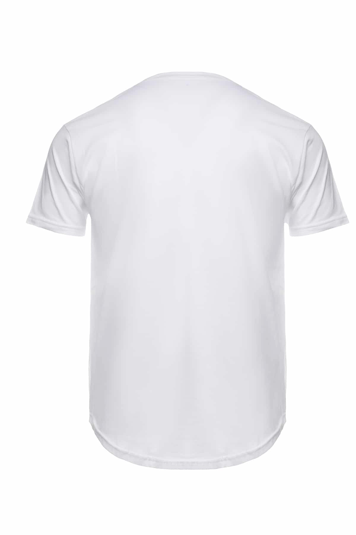 Long-Line Scalloped Curved Hem T-Shirt in Heather Grey - Image 6