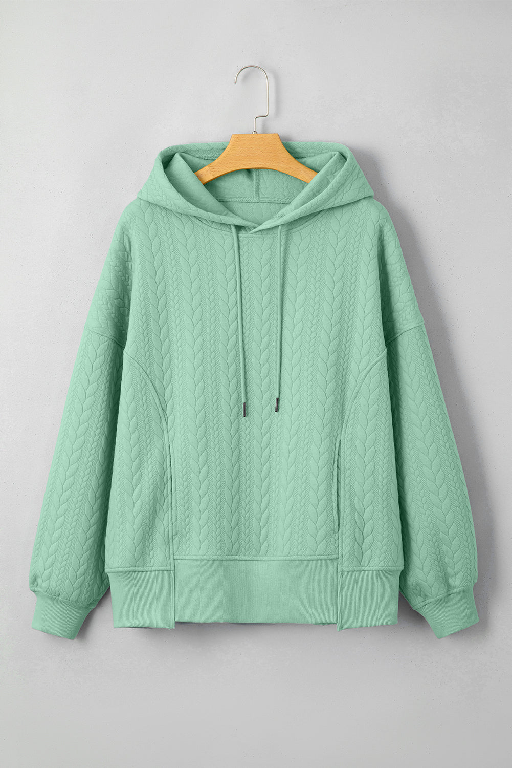 Moonlight Jade Cable Textured Baggy Hoodie