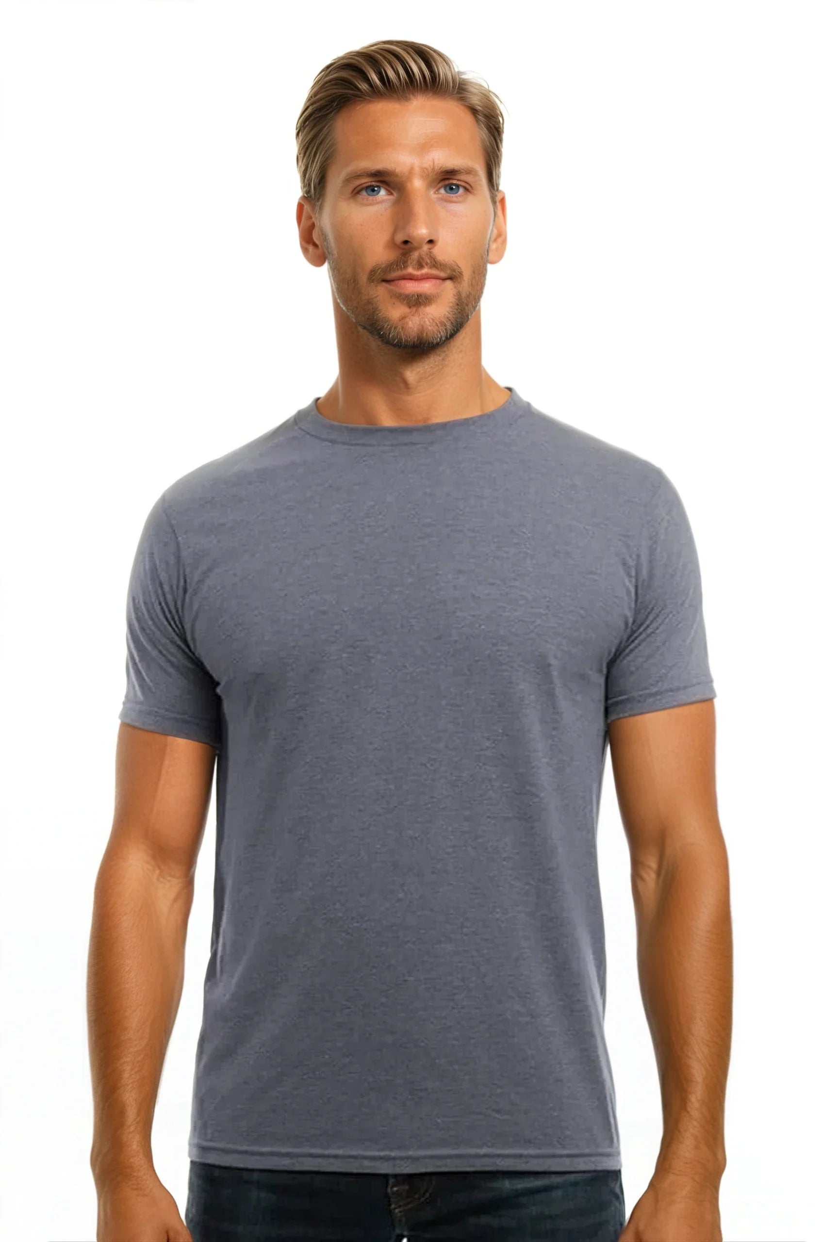 Bi-Blend Crew Neck T-Shirt in Dark Colors Soft Cotton Poly Tee