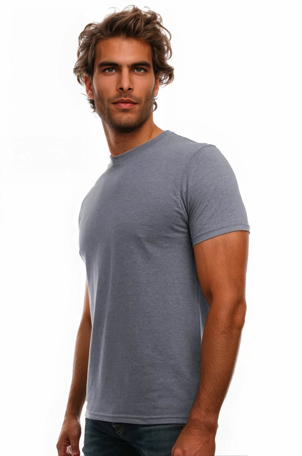 Bi-Blend Crew Neck T-Shirt in Dark Colors Soft Cotton Poly Tee