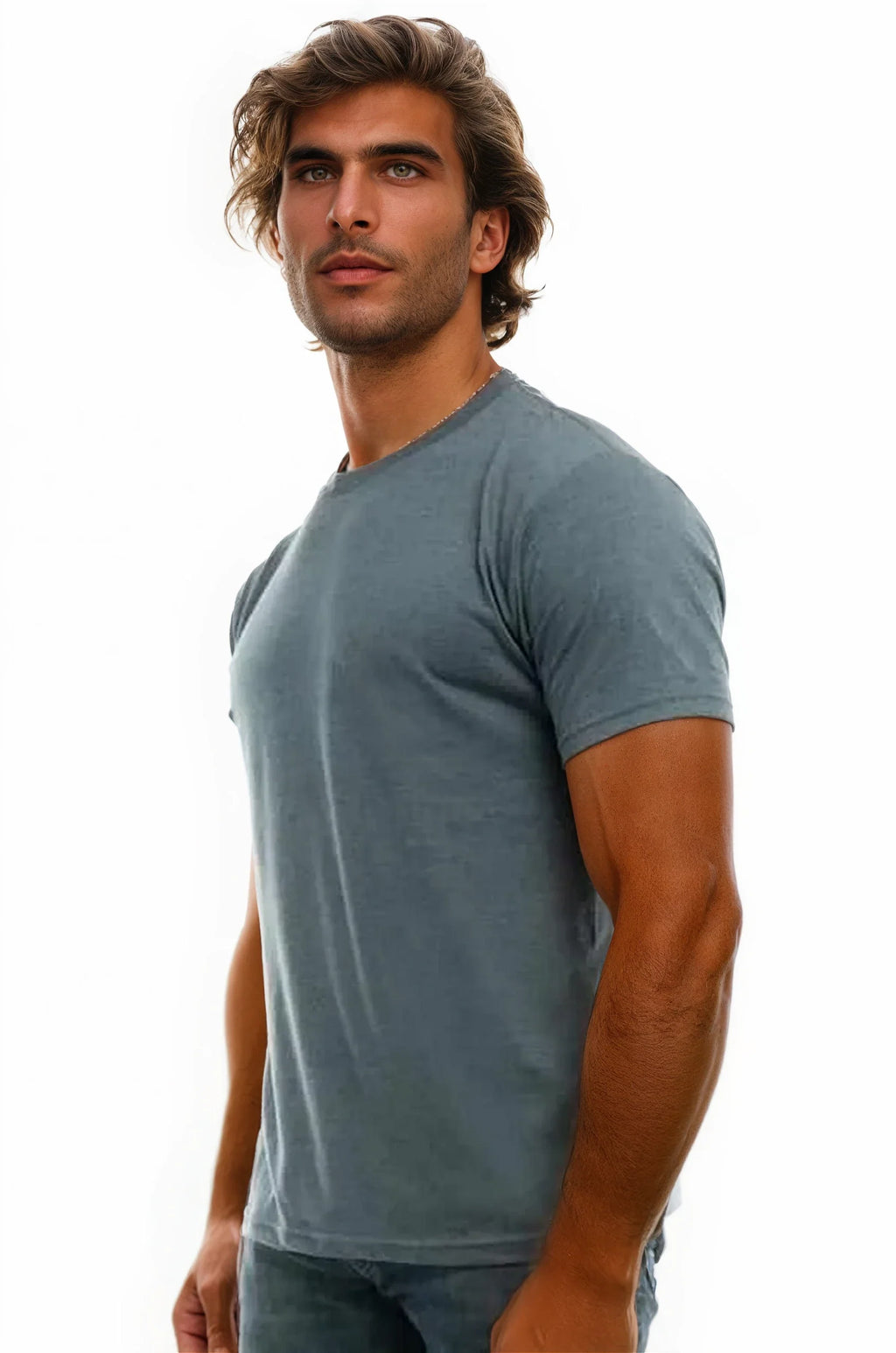 Bi-Blend Crew Neck T-Shirt in Dark Colors Soft Cotton Poly Tee