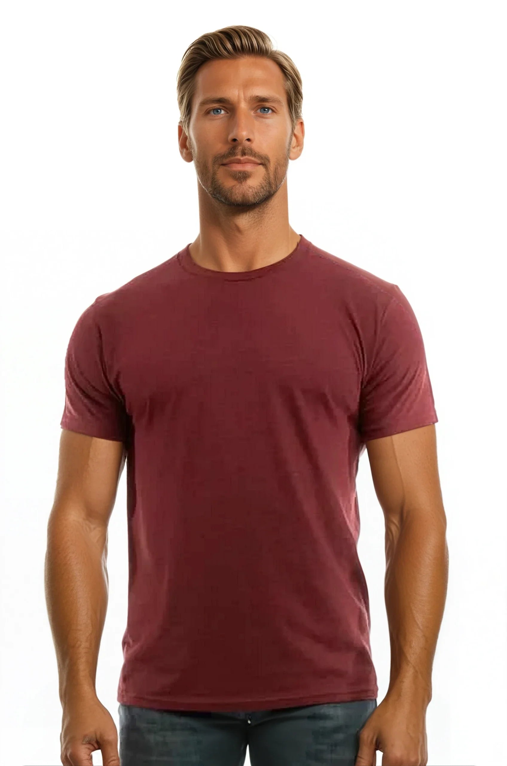 Bi-Blend Crew Neck T-Shirt in Dark Colors Soft Cotton Poly Tee