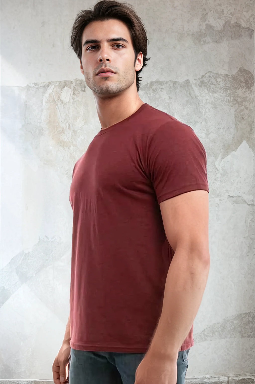 Bi-Blend Crew Neck T-Shirt in Dark Colors Soft Cotton Poly Tee