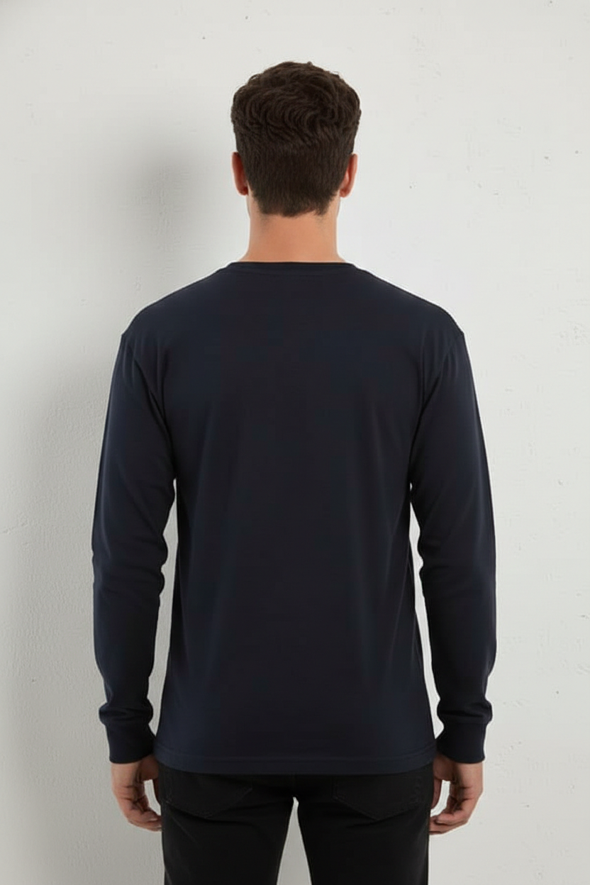 Unisex Long Sleeve Ring-Spun Cotton Crewneck T-Shirt with Cuffs - Image 3
