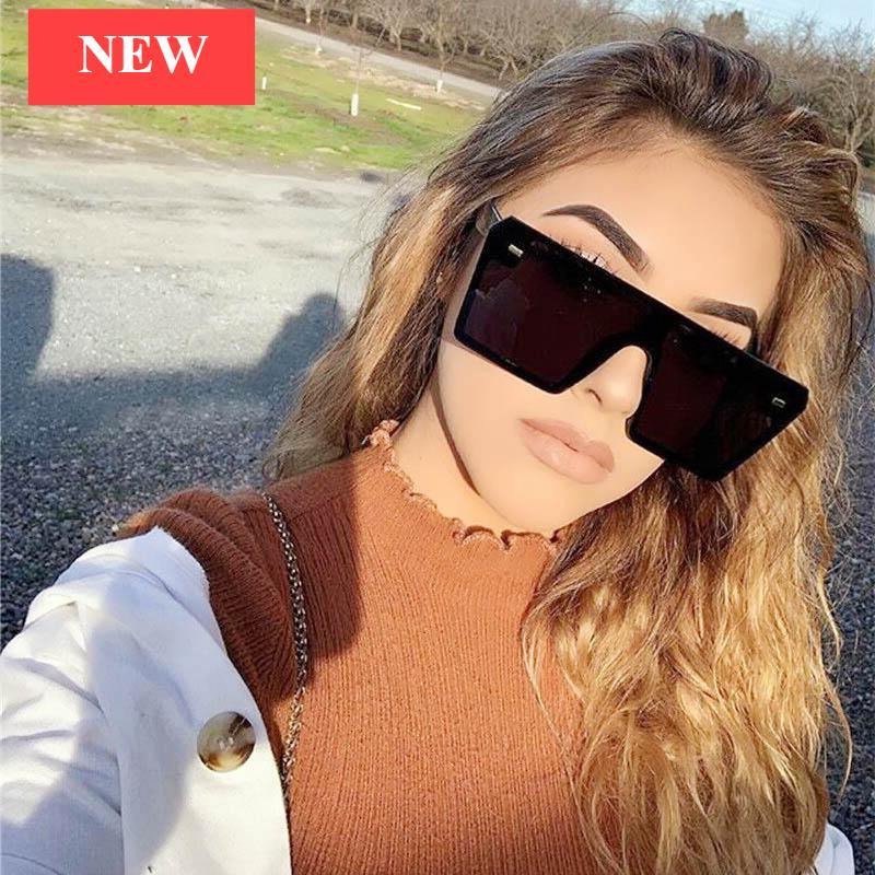 Oversized Square Gradient Sunglasses with UV400 Protection