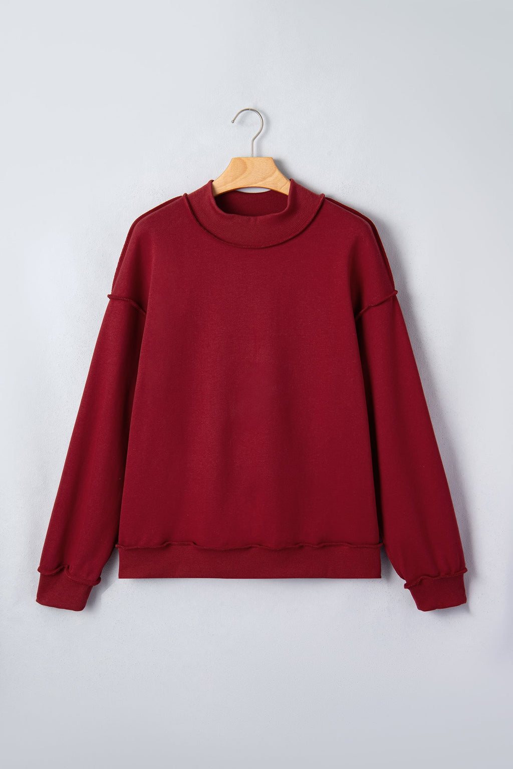 Bright Green Oversize Drop Shoulder Reversible Mock Neck Sweatshirt