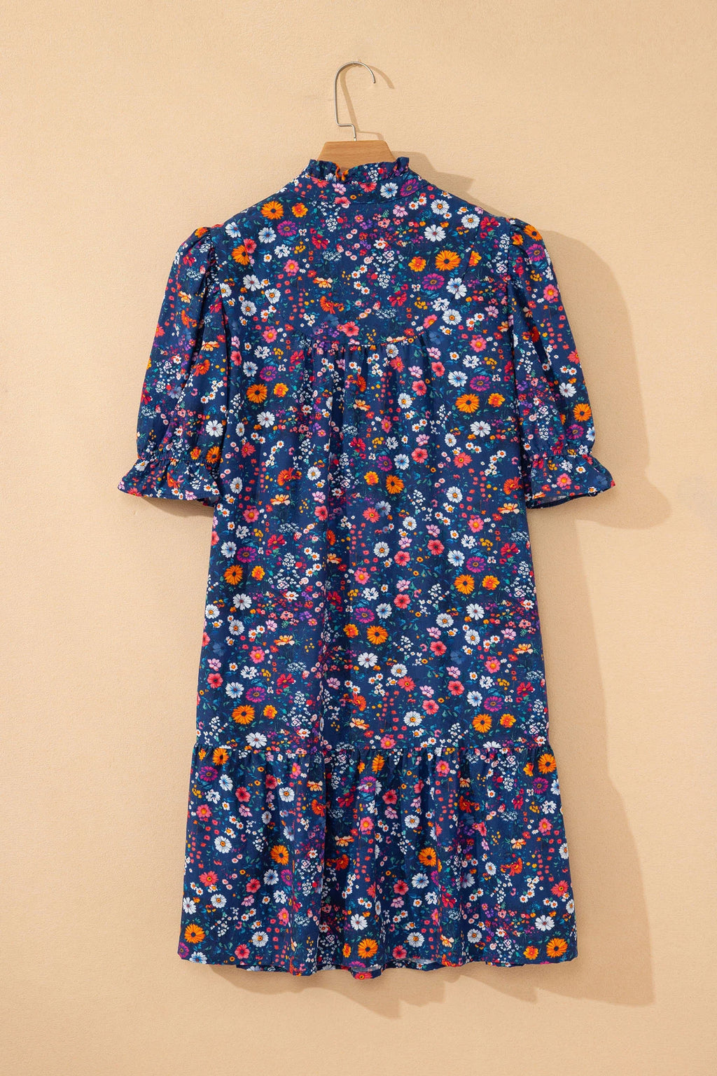 Women's Floral Mini Dress with Puff Sleeves