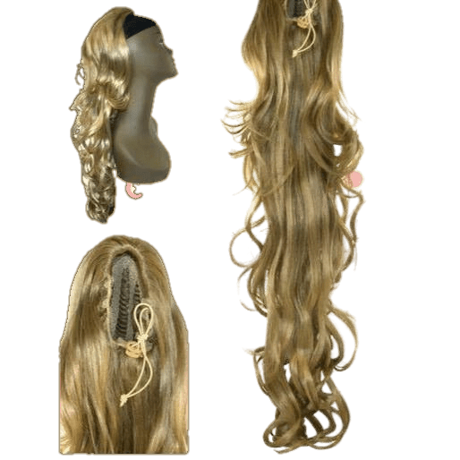 Glamorous hair styling using Unique Deluxe String in light-brown and blonde tones.