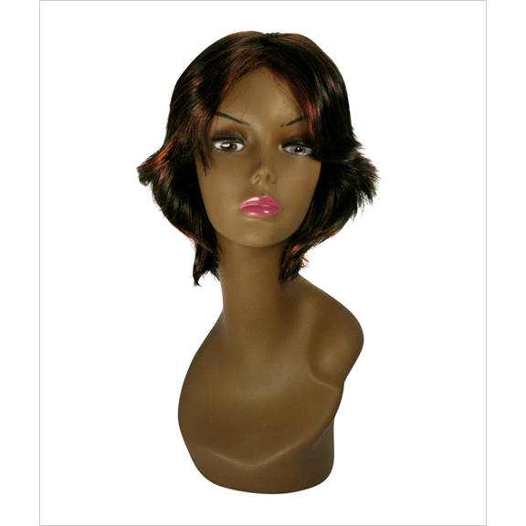 Exotic Collection Vivid synthetic wig in brown and red showing modern hair styling
