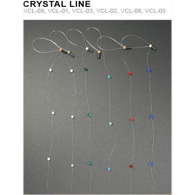 Crystal Line hair accessory featuring multi-colored crystals on transparent nylon