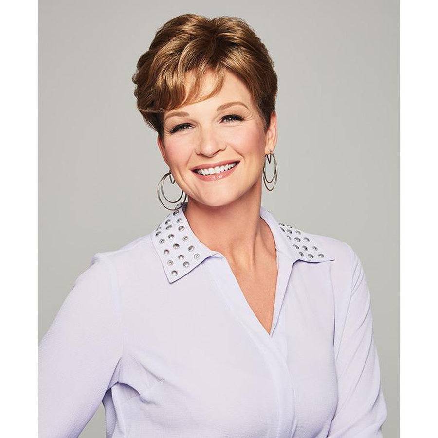 Lyric monofilament top piece in multi-tonal golden brown blend for natural volume