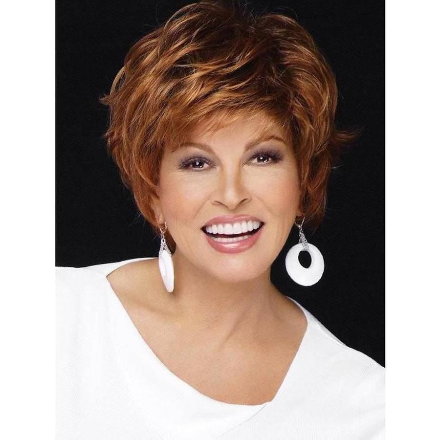 Free Spirit synthetic wig with monofilament top in classic brown and blonde shades