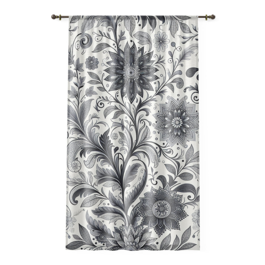 Elegant Black and White Floral Window Curtains for Modern Home