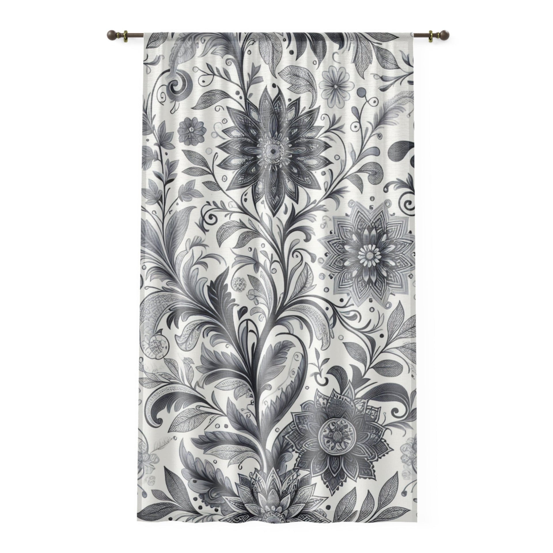 Elegant Black and White Floral Window Curtains for Modern Home