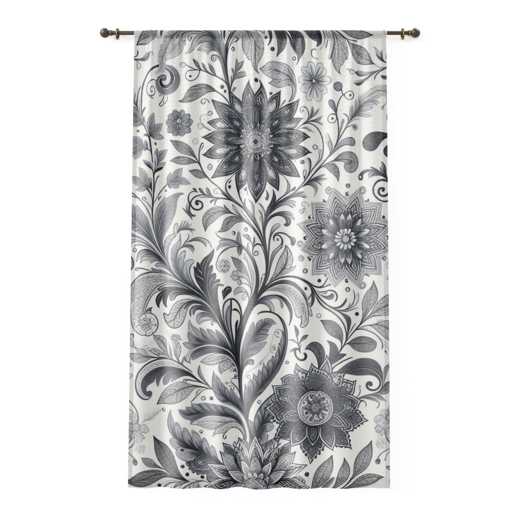 Elegant Black and White Floral Window Curtains for Modern Home