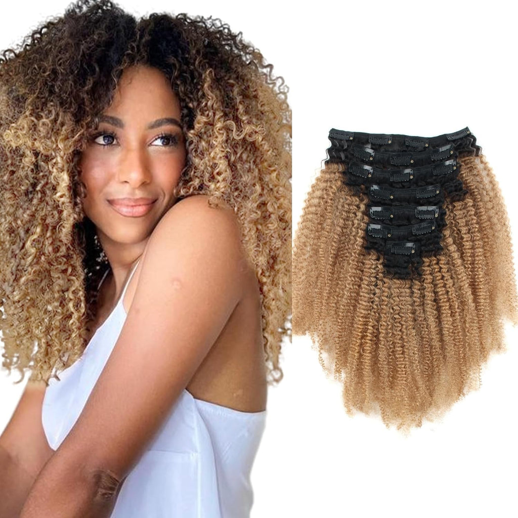 RIO Kinky Gold 18-inch kinky curly clip-in hair extensions for added volume