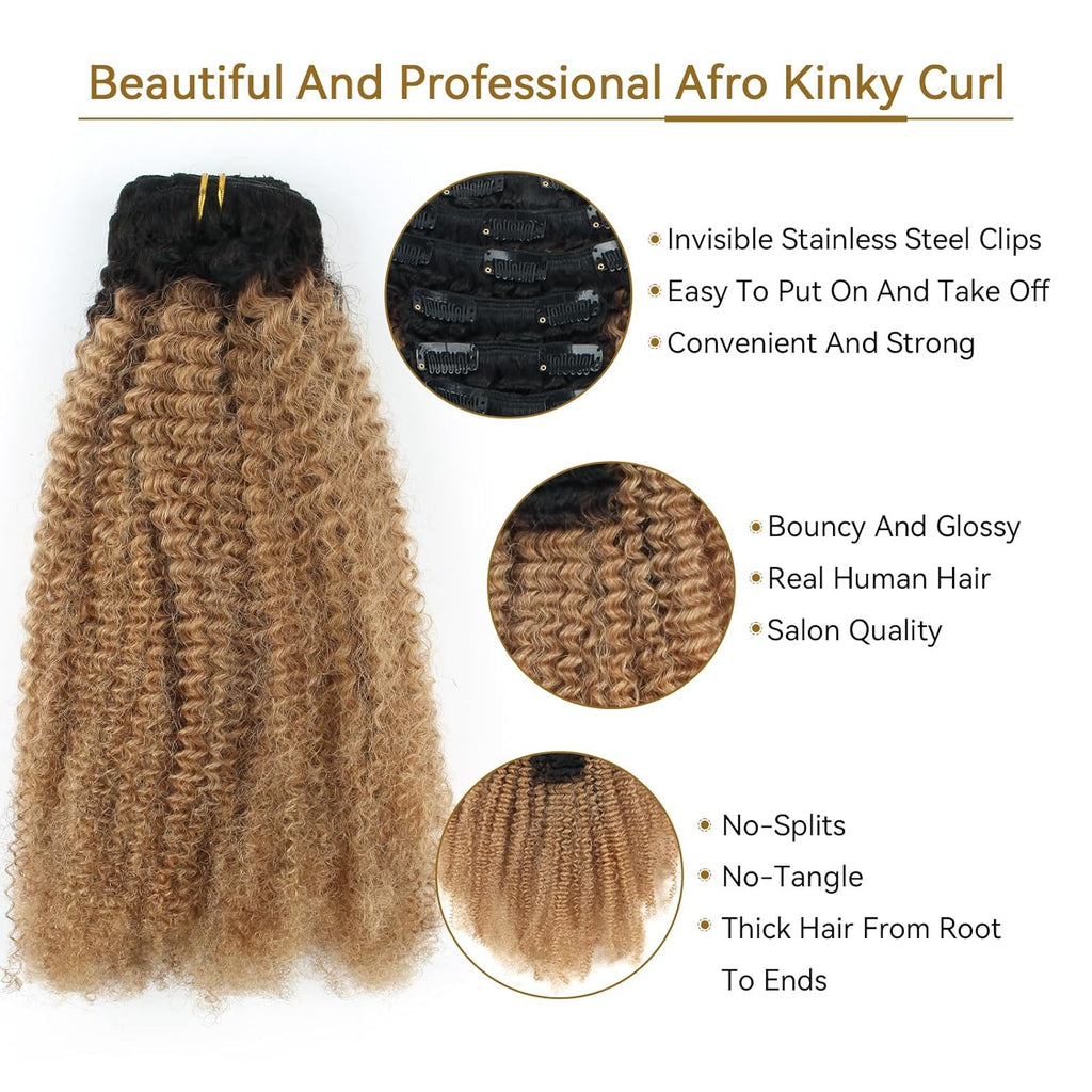 18-Inch Kinky Curly Clip-In Hair Extensions for Natural Volume