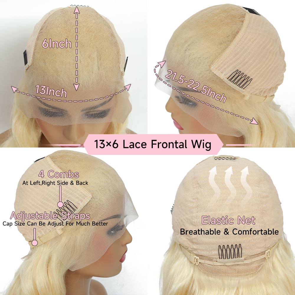 Body Wave Ukrainian Human Hair Front Lace Wig 12A Grade Natural