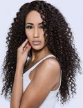 Bohemian style full lace natural black human hair wig available in 14-18 inch lengths