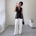 Sleeveless Lace A-Line Jacket – V-Neck Slim Fit Elegant Style