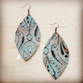 **Leather Oval Earring-Napolis Turquoise & Brown 209u