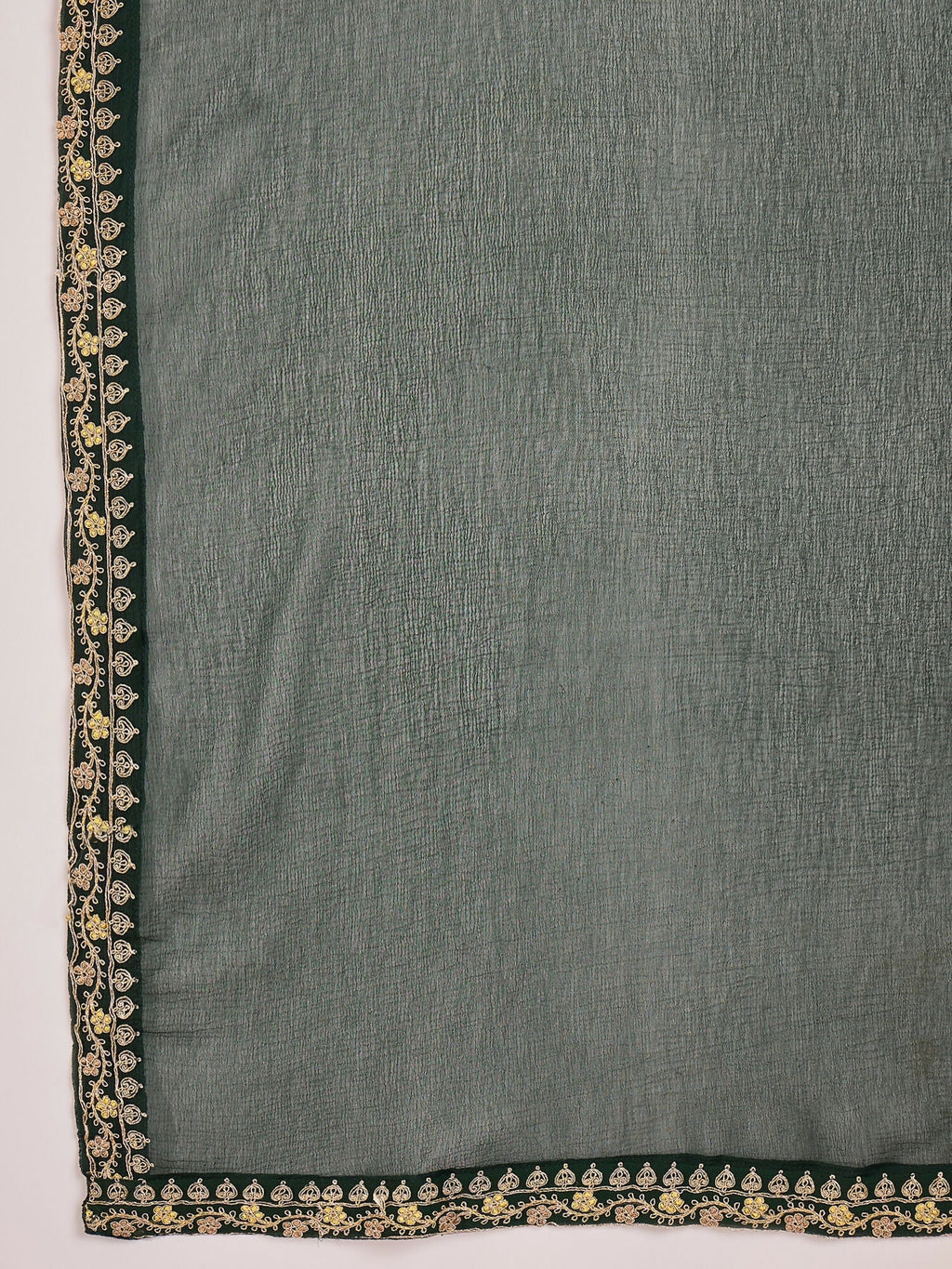 Mustard Vichitra Silk Kurta Set with Embroidery