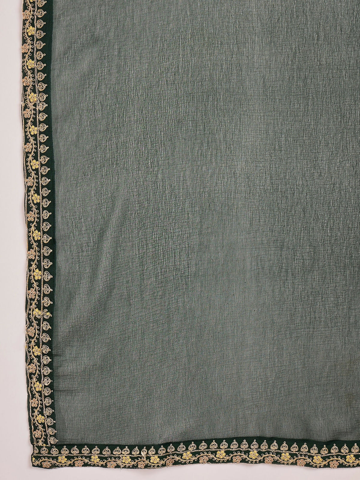 Mustard Vichitra Silk Kurta Set with Embroidery