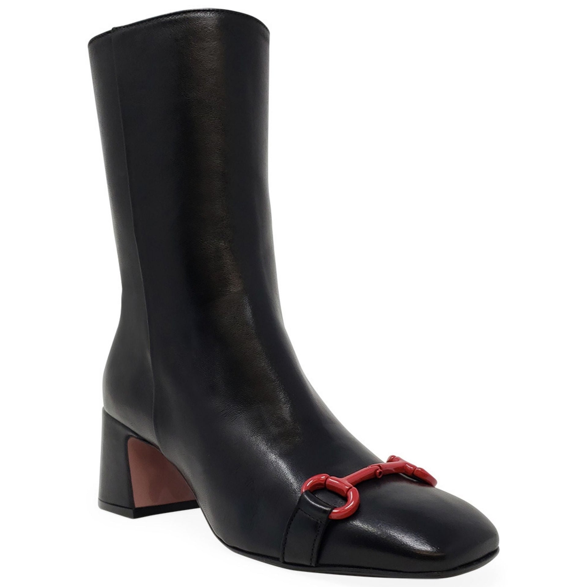 Black Leather Back Stripe Boot