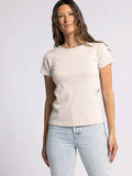Lexi Tee in Cappuccino Heather featuring a crew neckline and relaxed fit.