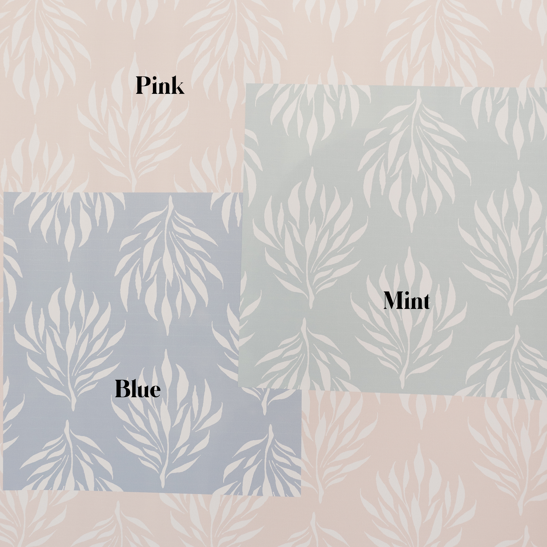Amorette Floral Removable Wallpaper in Blue, Pink and Mint