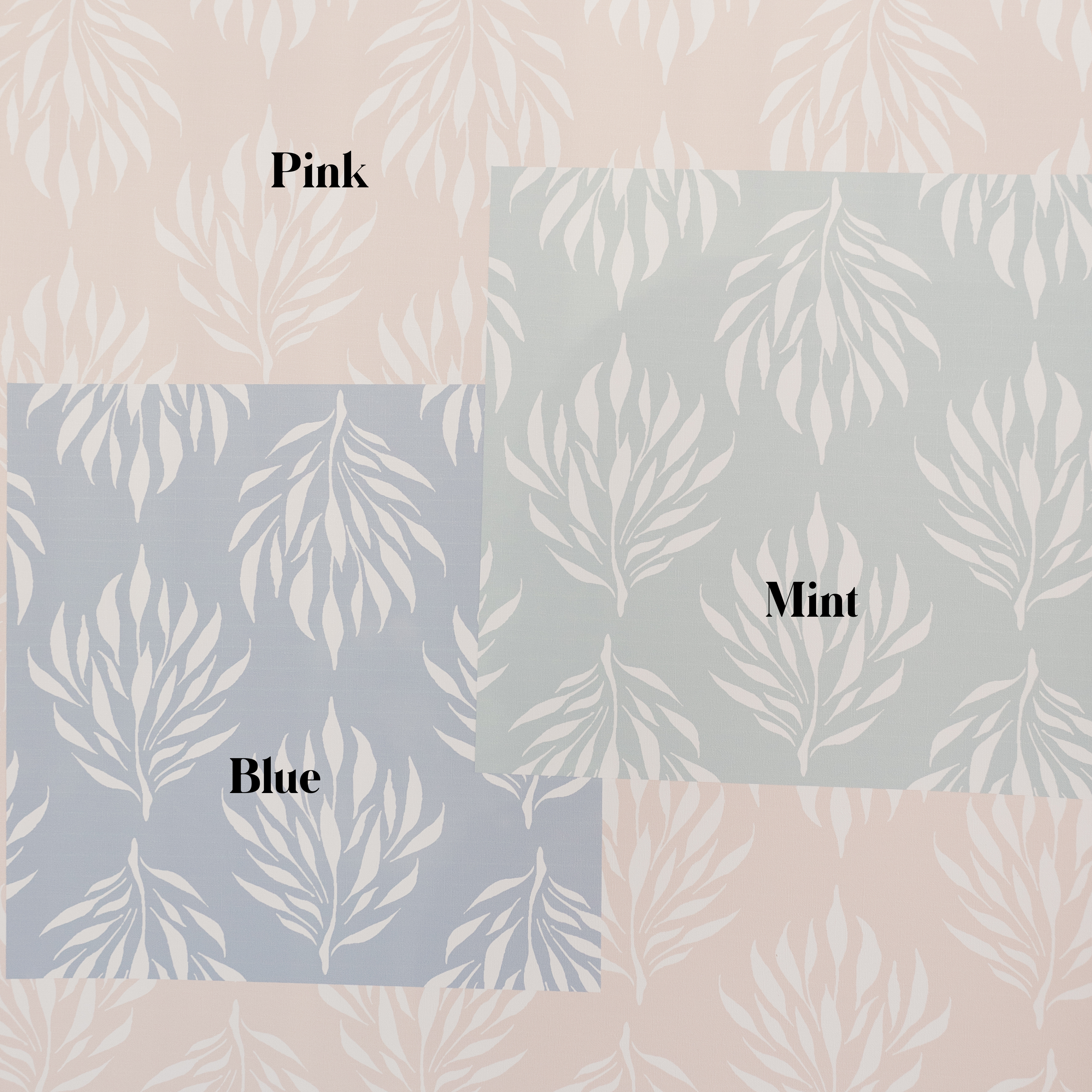 Amorette Floral Removable Wallpaper in Blue, Pink and Mint