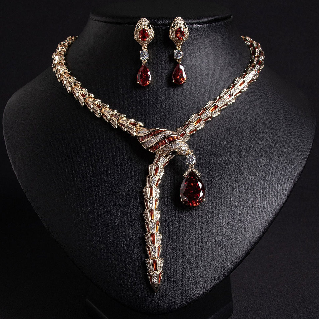 18k gold plated serpent-inspired jewelry set made of titanium steel