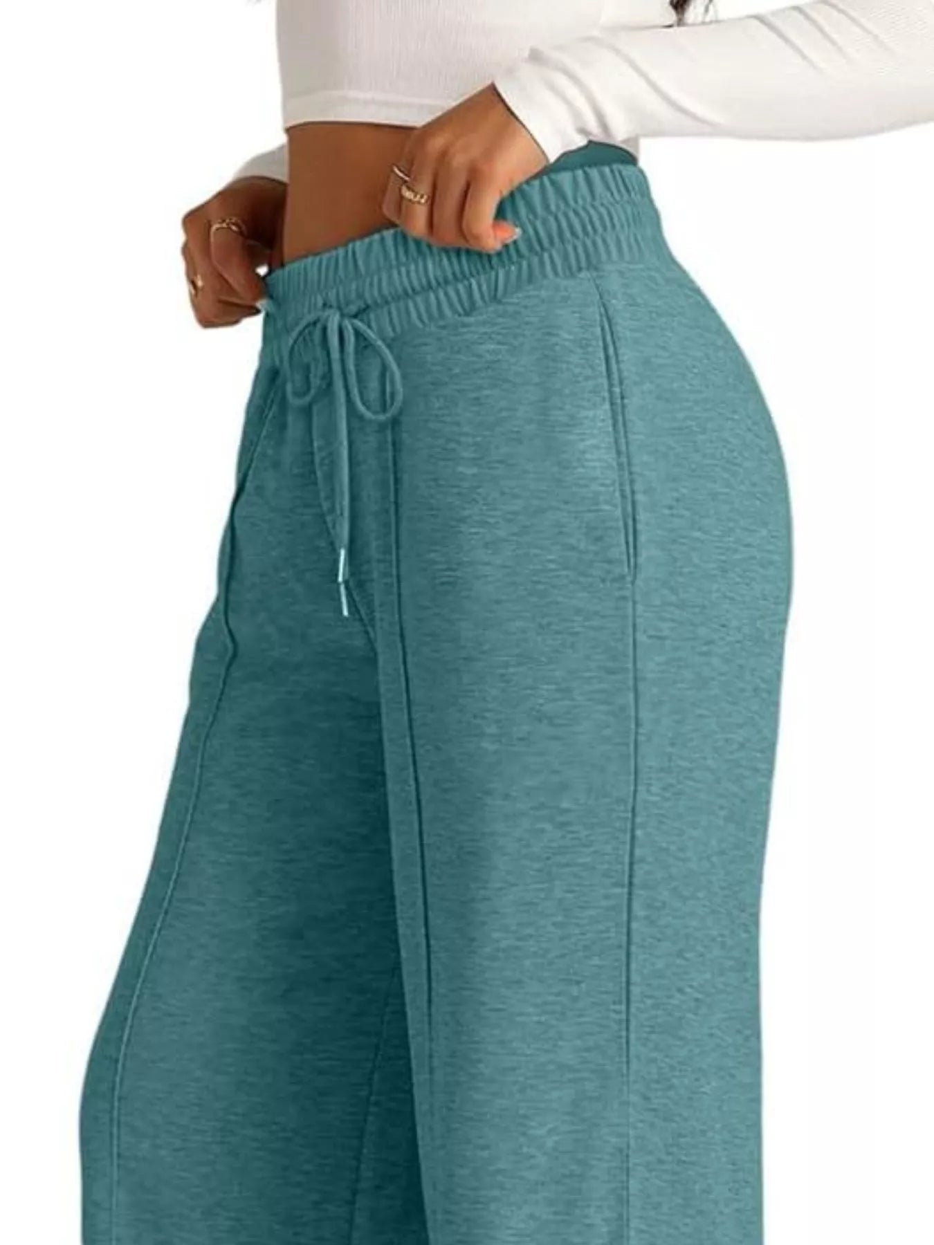 Women's Wide Leg Drawstring Lounge Pants with Pockets