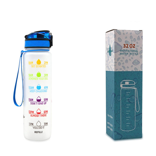 1L Motivational Tritan Water Bottle with Time Marker & Leakproof Lid